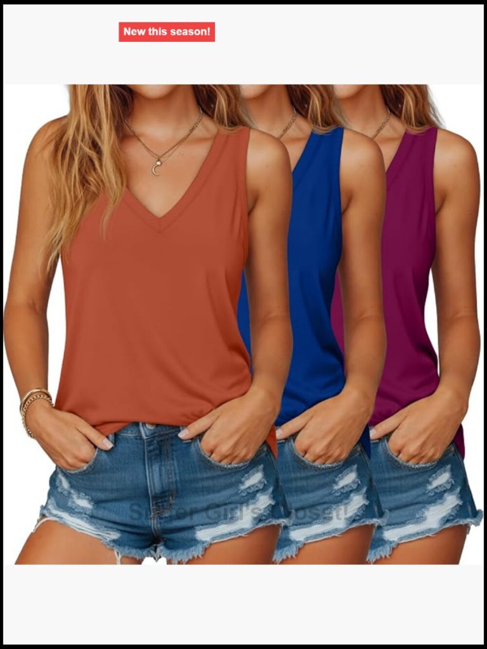 3 Pack Women's V Neck Tank Tops Flowy Sleeveless Shirts Lightweight Stretchy